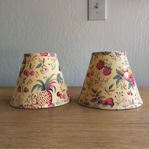 Pair of Vintage Lamp Shade in Yellow Fruit and Floral Pattern